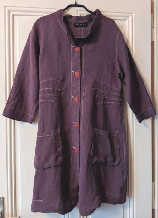 SULU : Longue blouse-tunique ou veste en lin violet 40
