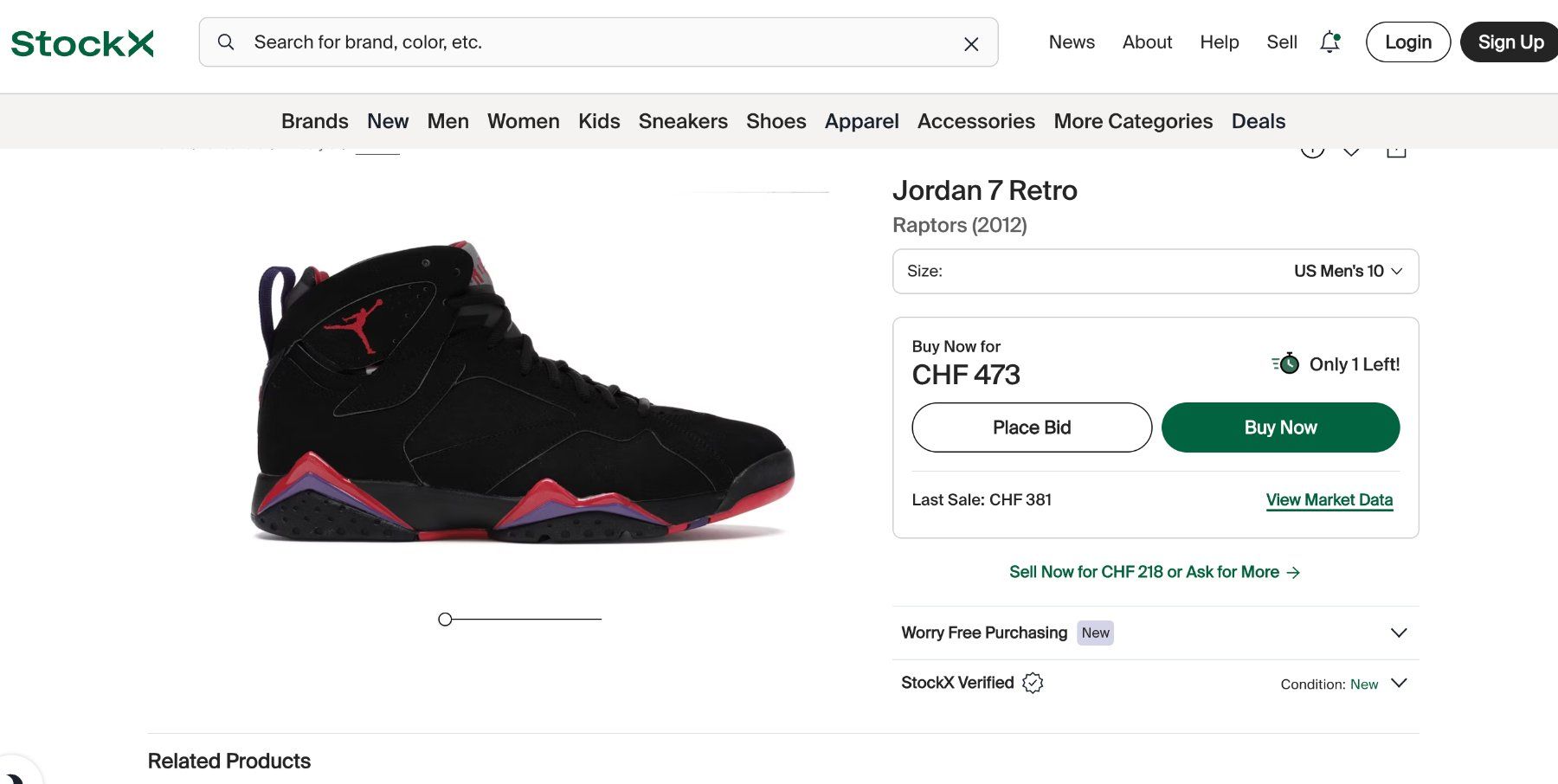 Jordan Scarpe da uomo: Jordan 7 Retro Raptors (2012) – Nuovo (secondo la descrizione) da Basel venduto da cielHiro 3