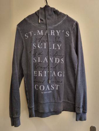 Grauer Hoodie mit Aufdruck, Grösse S
