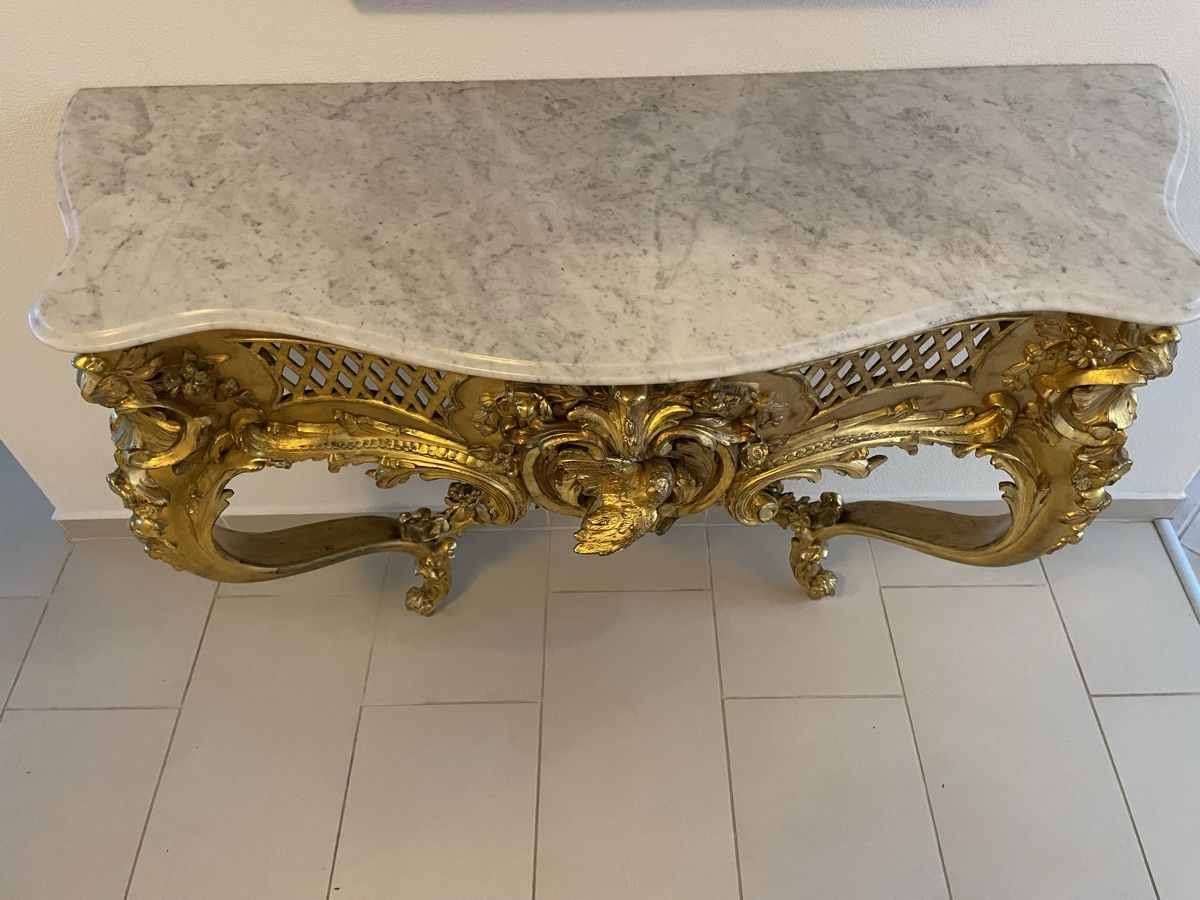 Console: Konsolentisch, Neobarock, restauriert, Echtes Gold, 1880 – Usato da Lindau venduto da Gybsi0 1