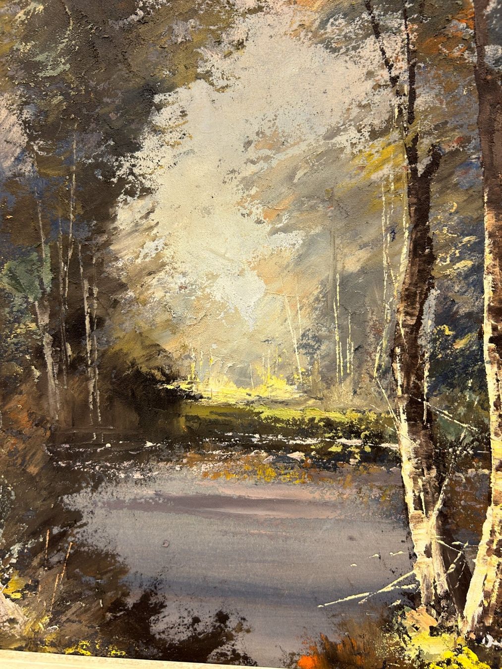 Gemälde: Wunderschönes Ölbild auf Leinwand, Waldsee Landschaft – Gebraucht aus Steinhausen von Super05 2