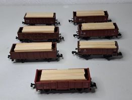 7 Güterwagen mit Echtholz beladen Trix Roco Arnold Spur N