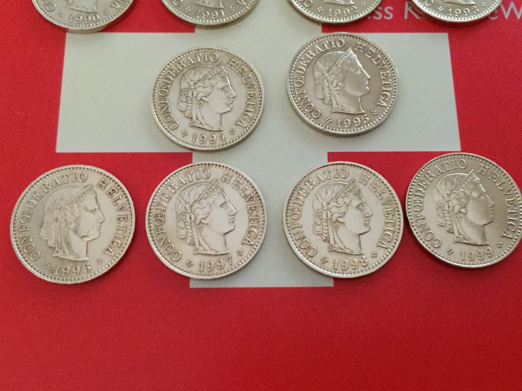 Tutti le monete: 5 Rappen 1990-1999 komplett – Usato da Elsau venduto da herbybay 2