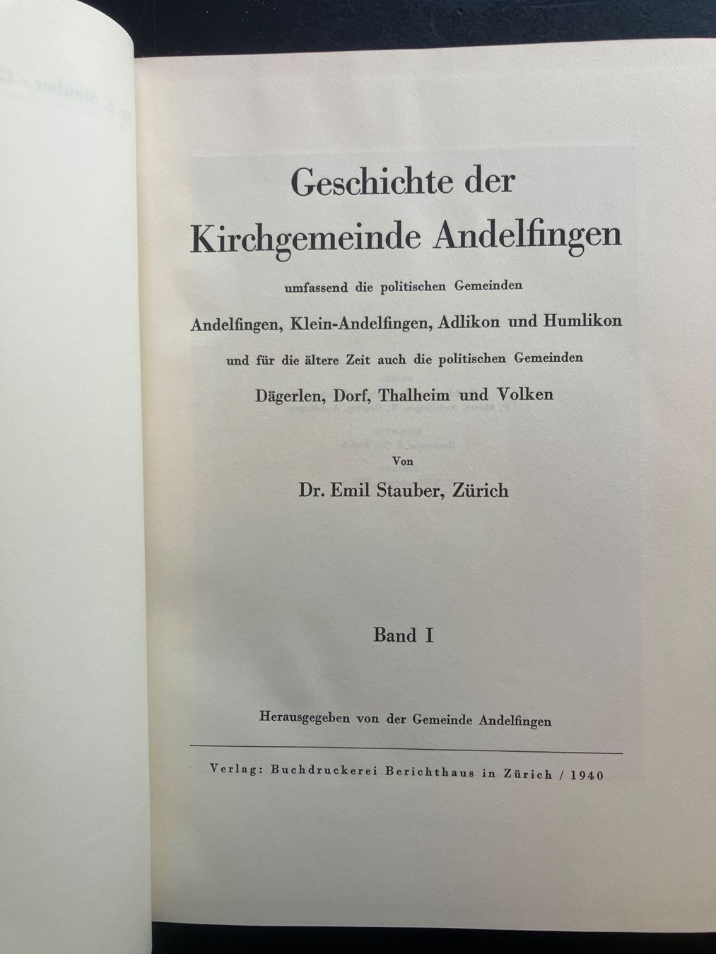 Libri: Andelfingen. Dr. E. Stauber. 1943 – Usato da Wangen ZH venduto da day01 1