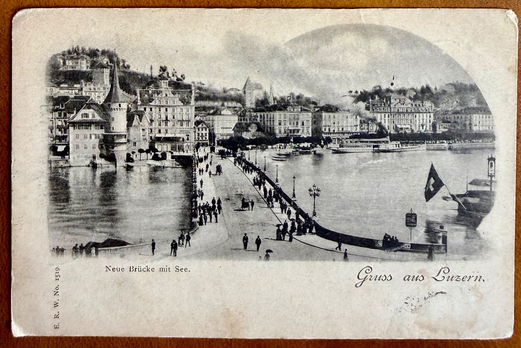 Cartoline postali: Luzern - Litho - Dampfschiff 1909 – Usato da Lutry venduto da Ediego