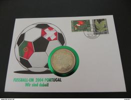 Münzbrief Liberia 5 Dollars 2004 St Jakob Park Basel EM 2008