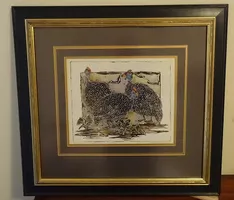 Bild gemalt, Motiv Guinea Fowls