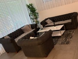 2x Home Affaire Chesterfield Sofa + Sessel