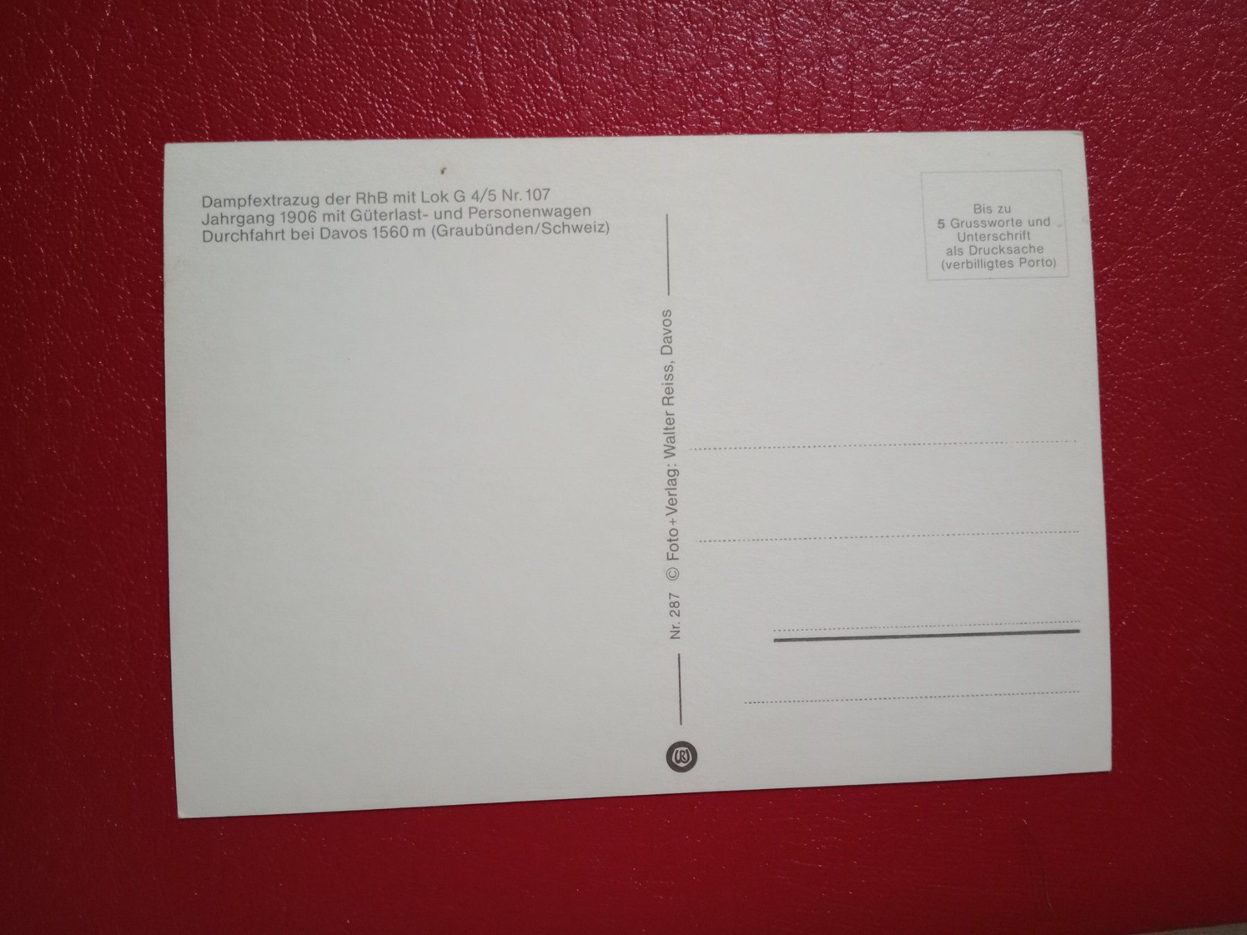 Cartoline postali: AK Bahn Schweiz Dampfzug der Rhätischen Bahn – Usato da Küttigen venduto da Melisch1000 1