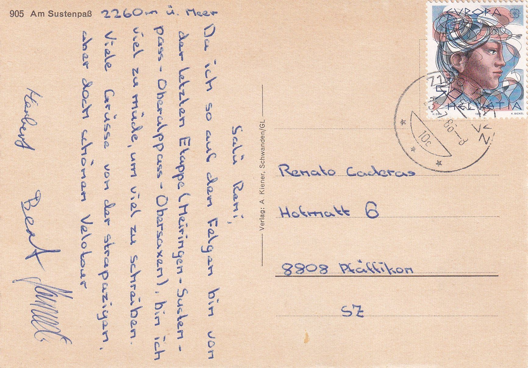 Cartoline postali: Am Sustenpass /ay – Usato da Hombrechtikon venduto da Rudolf07 1