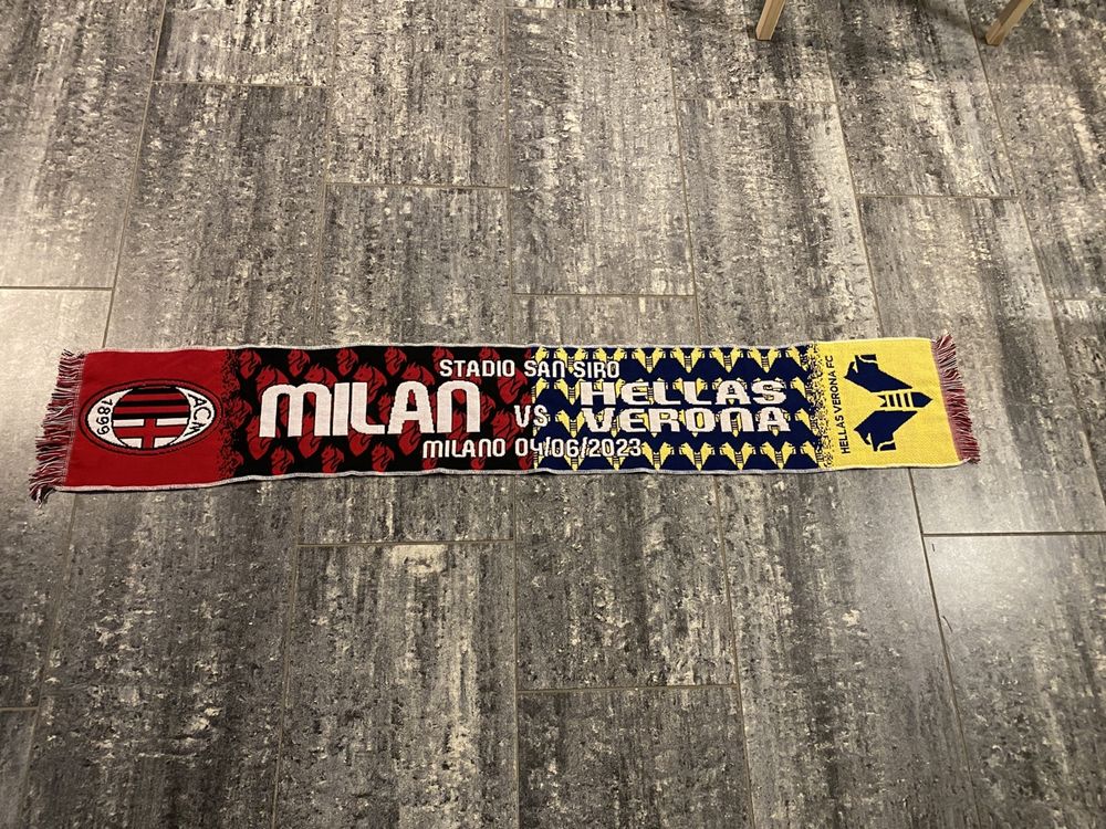 AC Milan Schal Jacquard Unica - Offizielles Fanartikel Schwarz/Rot/Weiß