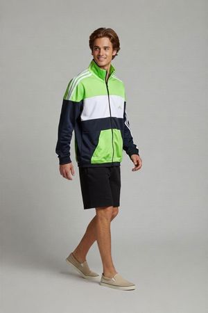 Adidas Trainingsjacke - Neongrün/Marineblau/Weiß - Größe UK
