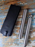 Edelstahl Zigarrenetui und Flachmann Geschenkset