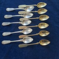 6 Vergoldet Lot13 + 5 12 Loth Silber Löffel