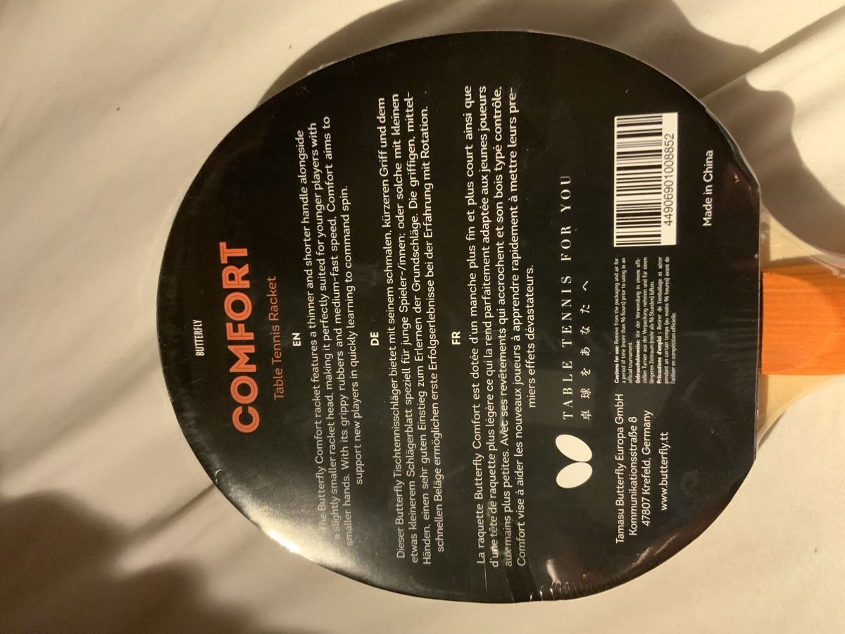 Racchette: Butterfly Comfort Table Tennis Racket New – Nuovo e nell'imballaggio originale da Verbier venduto da sar_rwt6 2