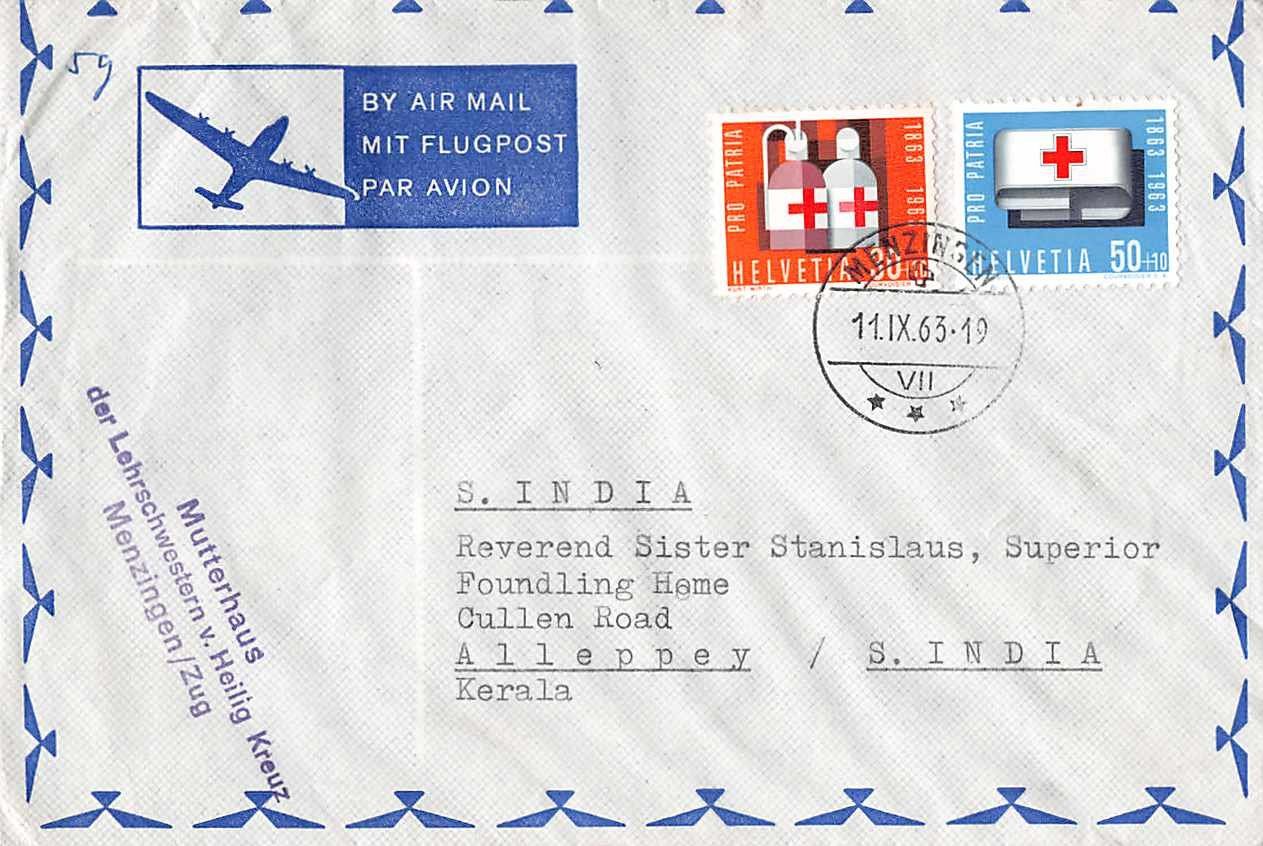Tutti i francobolli: 5 FLUGBRIEFE u.a. MENZINGEN nach SÜDINDIEN – Usato da Lufingen venduto da philatelieshop