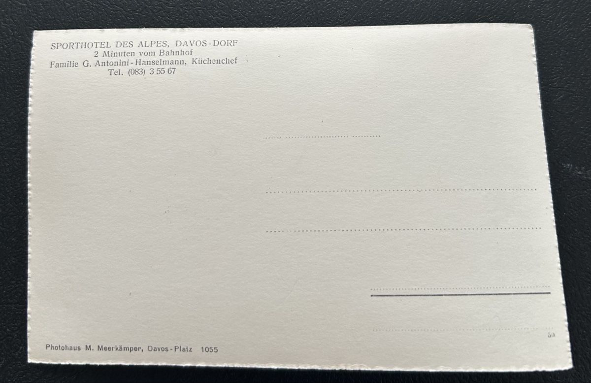 Cartoline postali: Davos Hotel Des Alpes  – Usato da Horw venduto da Tellbub 1