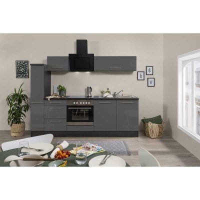 Cucine complete: 496 - Küchenzeile Singleküche Küche 240cm Eiche/Grau – Nuovo e nell'imballaggio originale da Wallenwil venduto da toesstalvertrieb 2