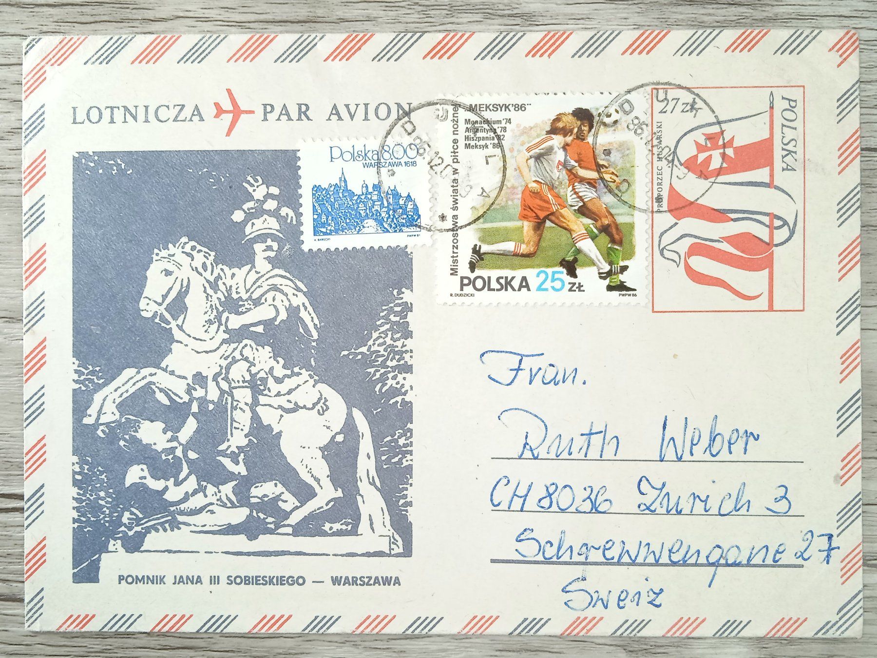 Alle Briefmarken: TR97 Enveloppe + Timbre Pologne 1986 – Gebraucht aus Cousset von Patrick_Collections