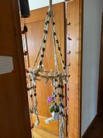Makramee Blumenampel Boho Vintage für drei Pflanzentöpfe