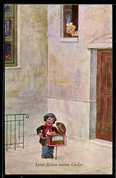 Cartoline postali: Alfred Mailick: Kind mit Leierkasten sin – Usato da Berlin venduto da bartko-reher