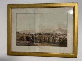 „Vue des environs de Zurich“ - Stich mit Goldrahmen