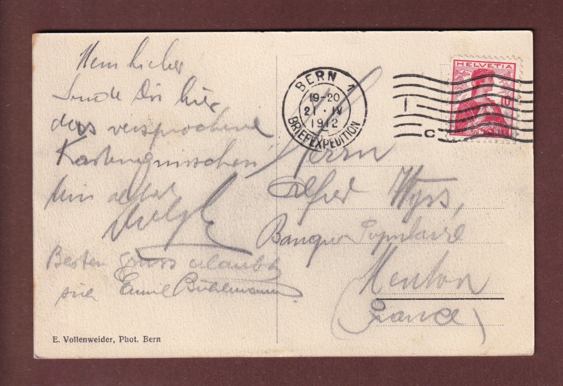 Ansichtskarten: BERN - Klötzlikeller - 1912 – Gebraucht aus Pully von nicecards-shop 1