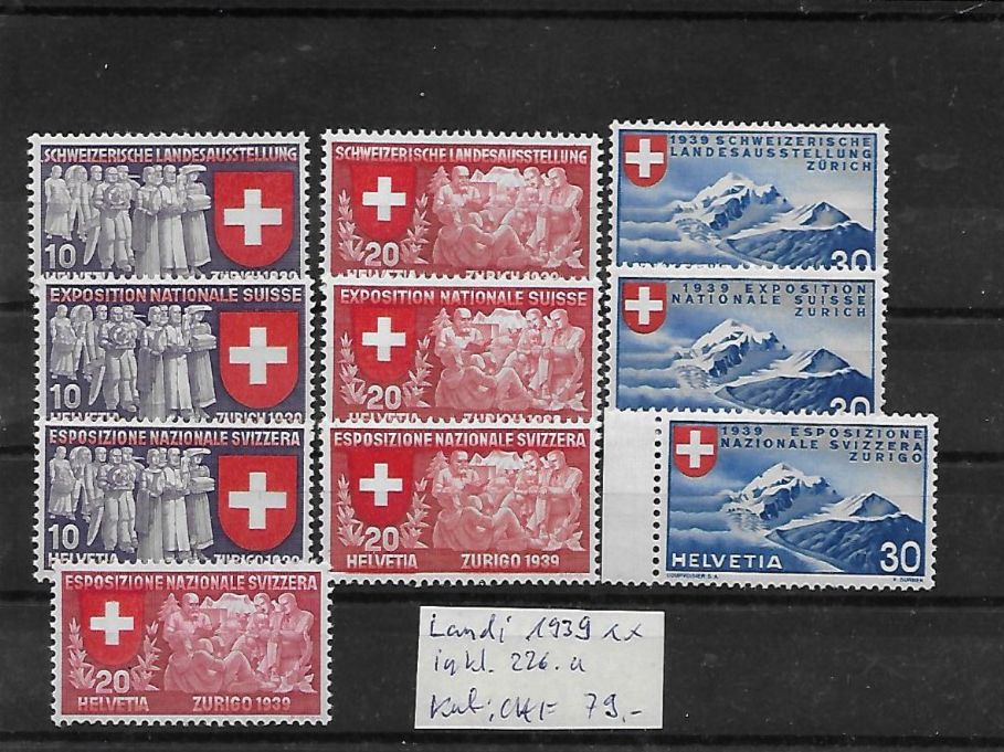 Tutti i francobolli: Landi 1939 inkl.226a ** Kat: CHF 79.- – Nuovo (secondo la descrizione) da Basel venduto da Ilp