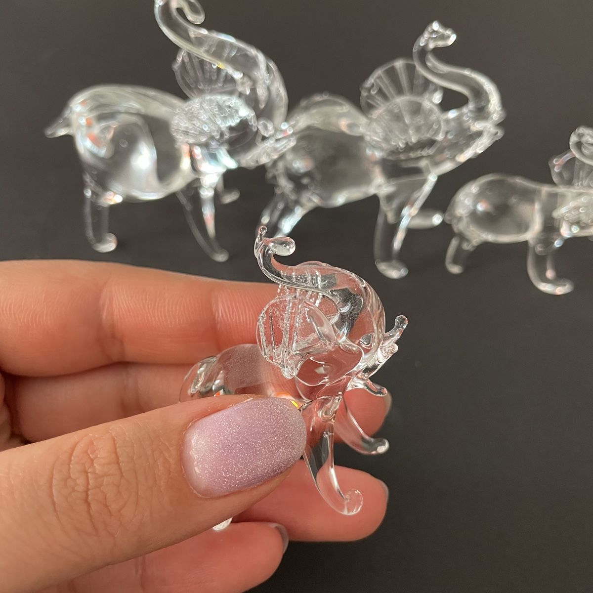 Tutte le decorazioni: NEU: Glas Figur Set Elefanten 5 stk – Nuovo e nell'imballaggio originale da Bellach venduto da Dreamer2501 5