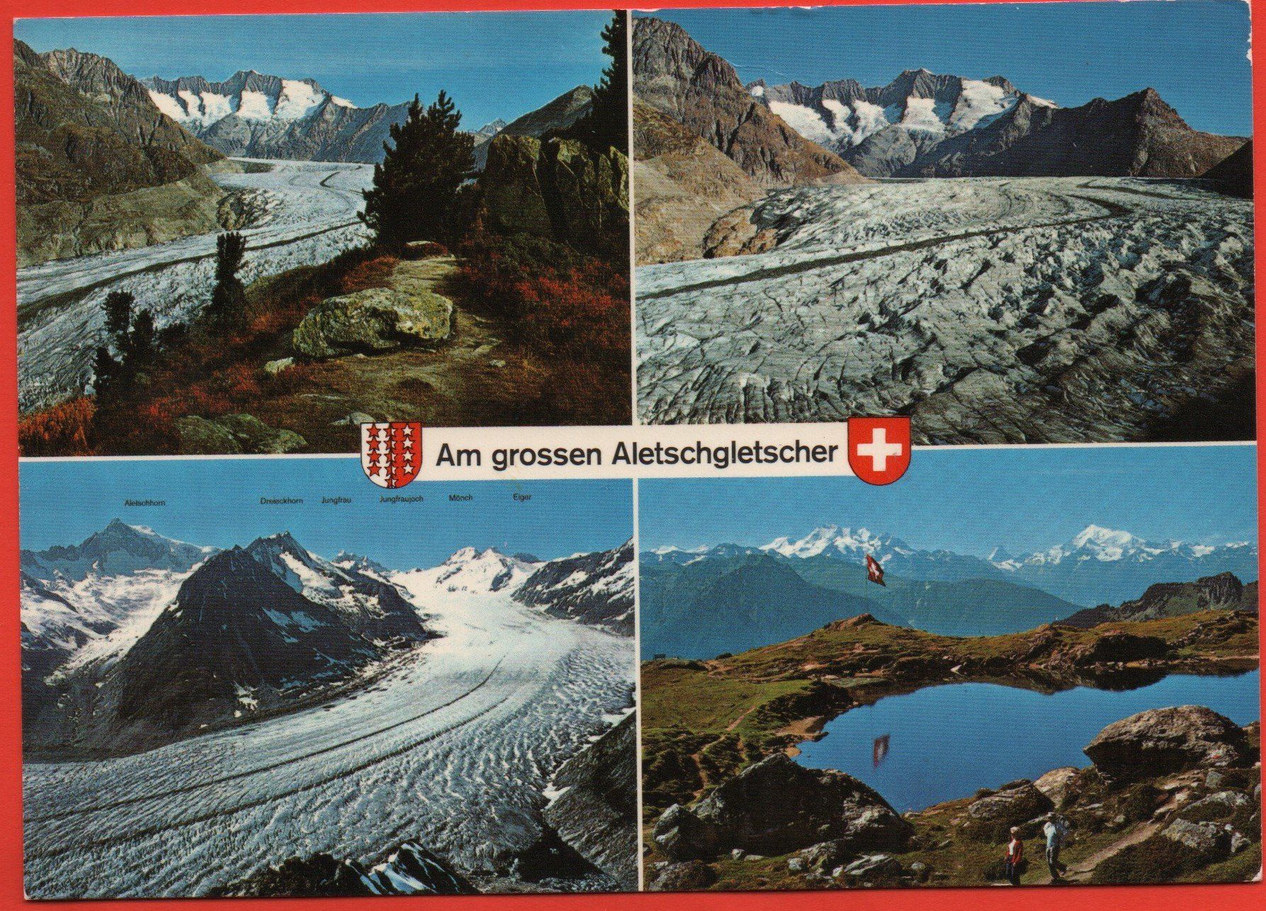 Cartoline postali: FIESCH Am Grossen Aletschgletscher mit Blausee – Usato da Jona venduto da philajona