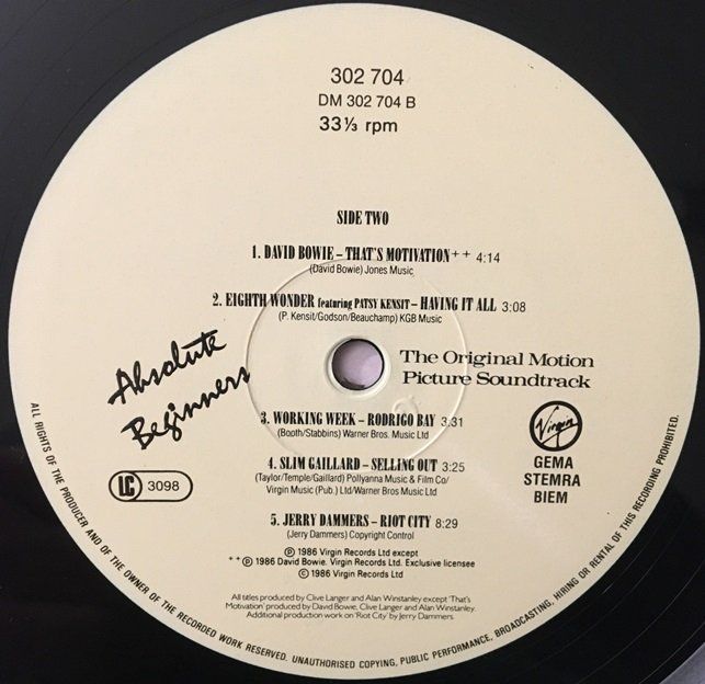 Schallplatten: Absolute Beginners - Soundtrack (LP) – Gebraucht aus Grüningen von azulgrisvinyl 4