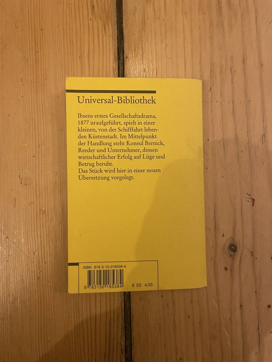 Libri: Stützen der Gesellschaft - Henrik Ibsen – Usato da Zürich venduto da glo_qjx8 2