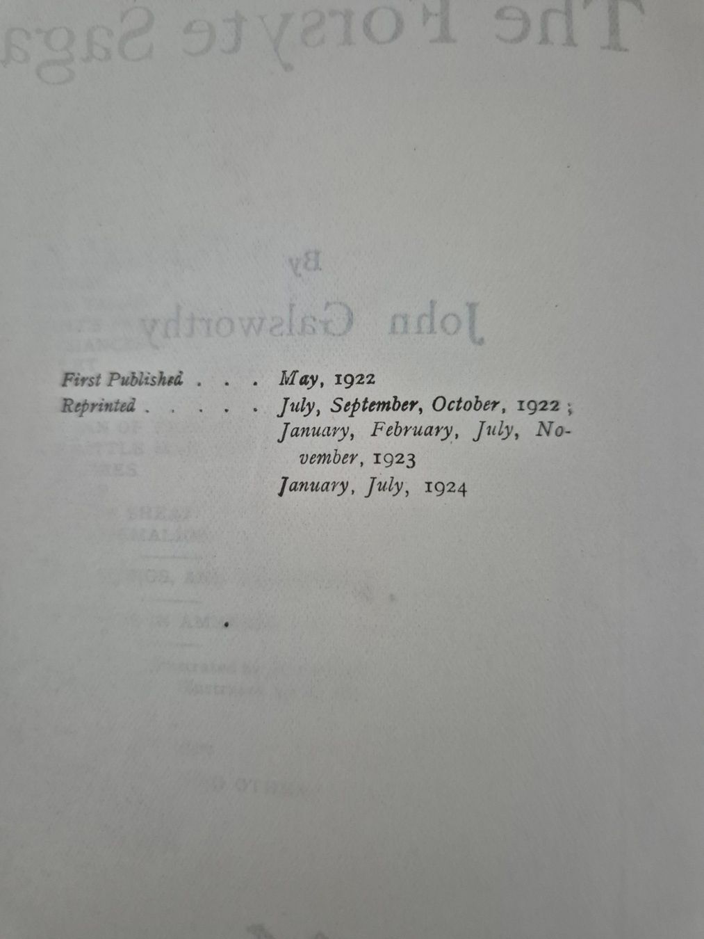 Bücher: The Forsyte Saga     1924 – Gebraucht aus Niederweningen von Obson 1