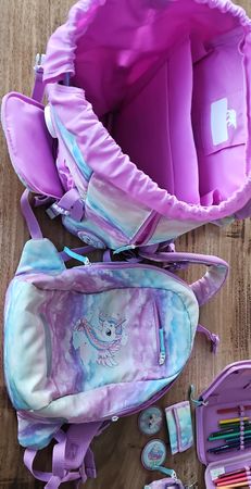 Schulrucksack Set mit Einhorn Motiv für Mädchen von Beckmann