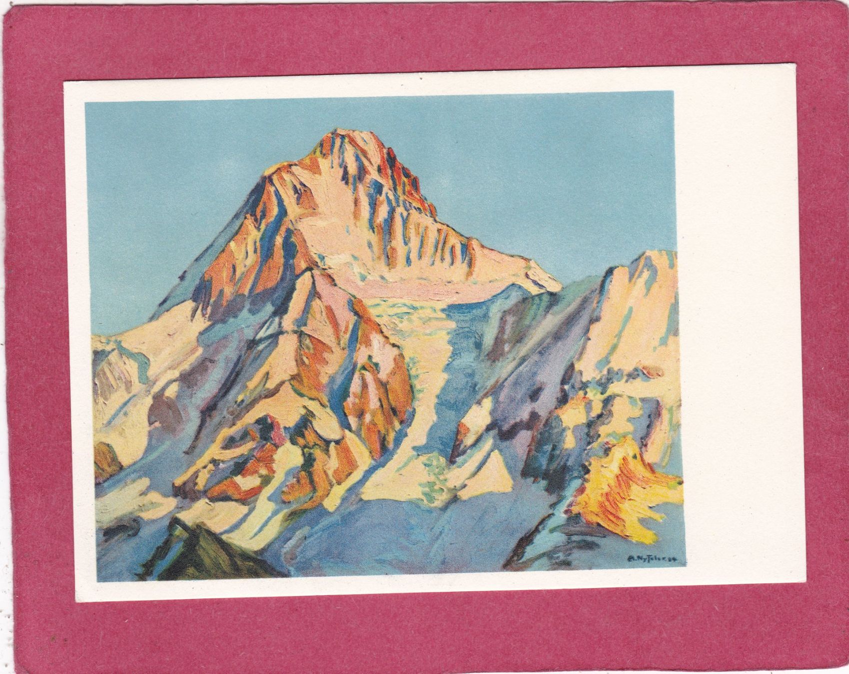 Cartoline postali: Kitsch Kunst Bietschhorn Albert Nyfeler – Usato da Herisau venduto da Lisegrat2008