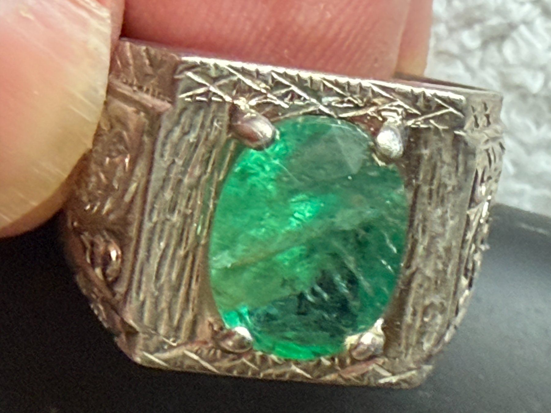 Bagues: Handmade - 925 Silber - Ring - 3.40 ct Smaragd – D'occasion à Birsfelden par edw_2mjn 2