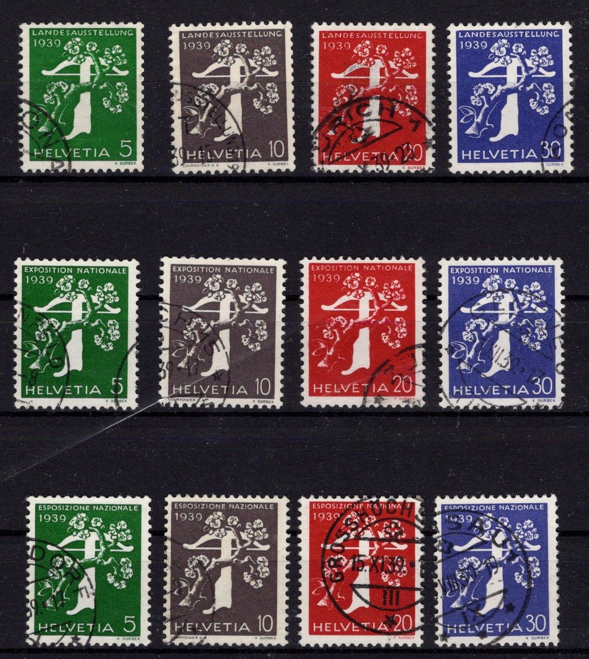 Alle Briefmarken: R1900  /  Exposition nationale 1939 – Gebraucht aus Ste-Croix von MONT-TAGNAC