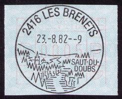 ATM 6_2416 LES BRENETS__23.8.82_K882__ERSTTAG Werbestempel !