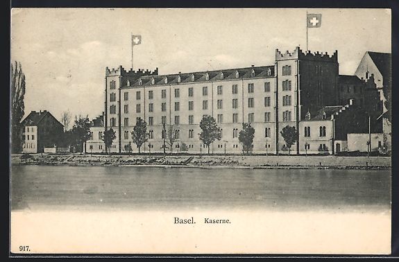 Ansichtskarten: AK Basel, Blick auf Kaserne, 1907 – Gebraucht aus Berlin von bartko-reher