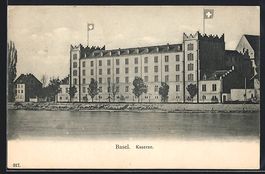 AK Basel, Blick auf Kaserne, 1907