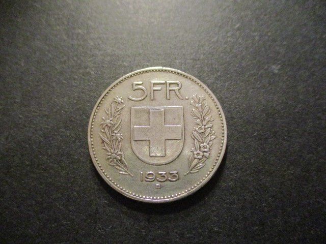 Tutti le monete: 1933  5.- Fr Superbe pièce  Superbe qualité – Usato da Lovens venduto da Jelmi