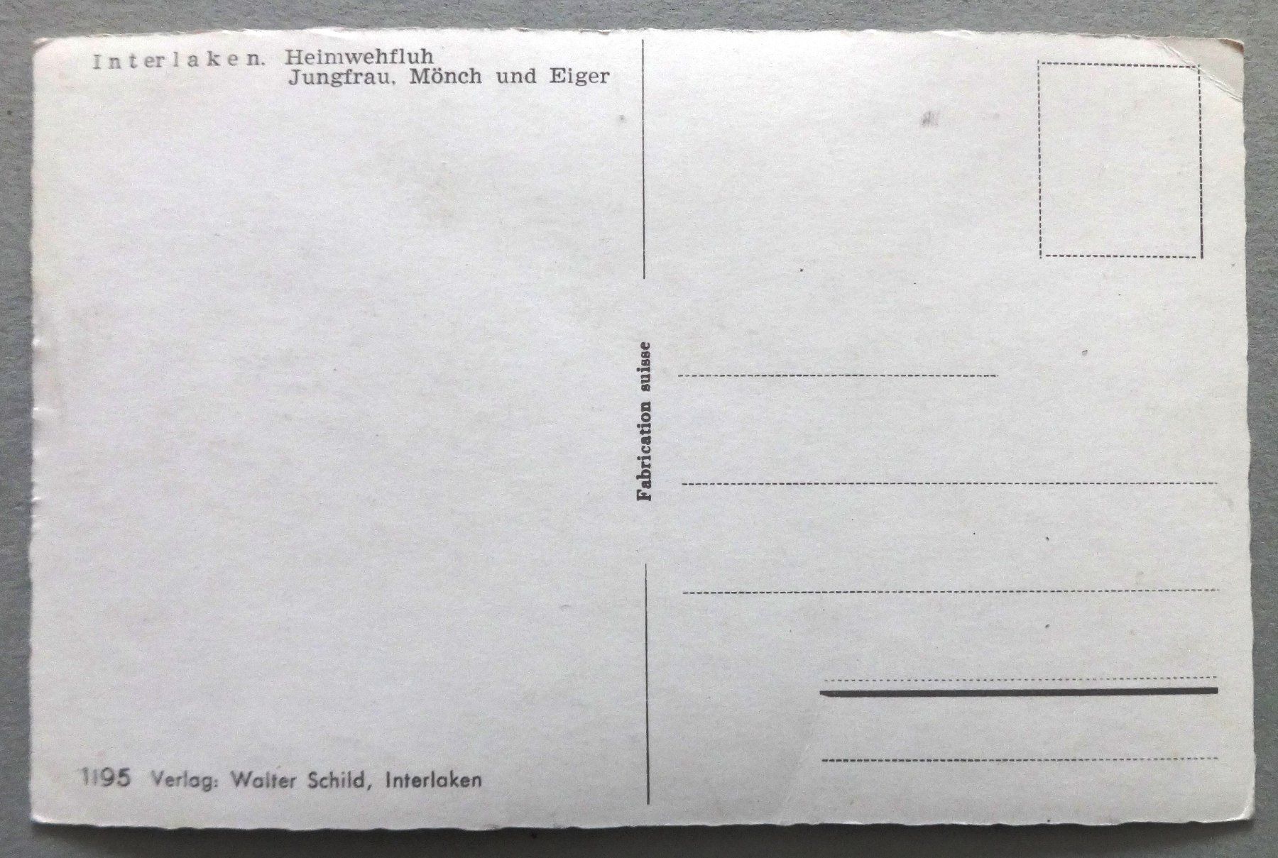 Cartoline postali: Interlaken, Heimwehfluh – Difettoso da Fétigny venduto da Billy2miny 1
