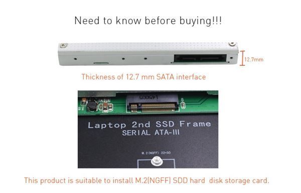 Dischi rigidi: m.2 M2 NGFF SSD 2nd HDD Caddy 12.7mm SAT – Nuovo e nell'imballaggio originale da Unterägeri venduto da RmOnline 2