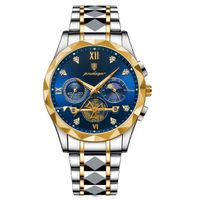 ⌚ Herrenuhr Edelstahl Silber Gold Blau Multifunktion NEU