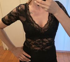Schwarzes Spitzenoberteil von Zara, Grösse S