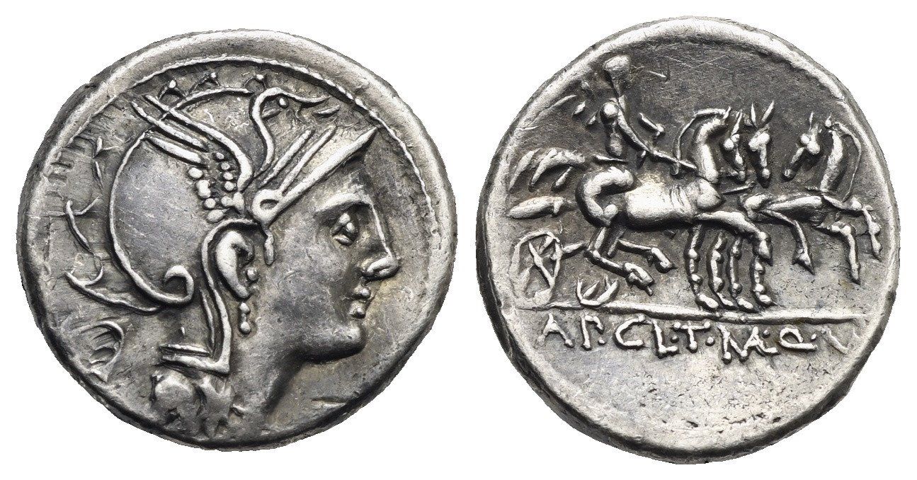 Alle Münzen: Ap. Claudius Pulcher, T. Manlius Mancinus AR Denarius – Gebraucht aus La Sarraz von classicworldcoins