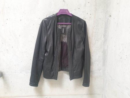 Blouson/blazer/veste en cuir noir, Marque Nafnaf, Taille 36