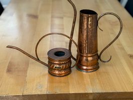 2 Vintage Kupfer Giesskanne, Handarbeit - Giesskännchen