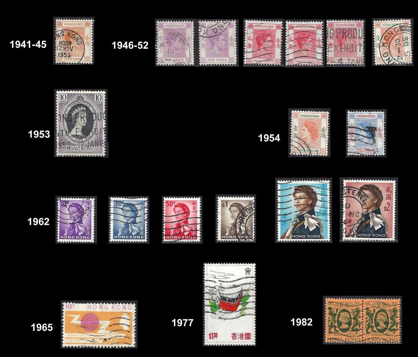 Alle Briefmarken: Hong Kong Briefmarken 1941 - 1982 – Gebraucht aus Baar von W47