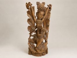 Grande sculpture décorative en bois sculpté – style balinais